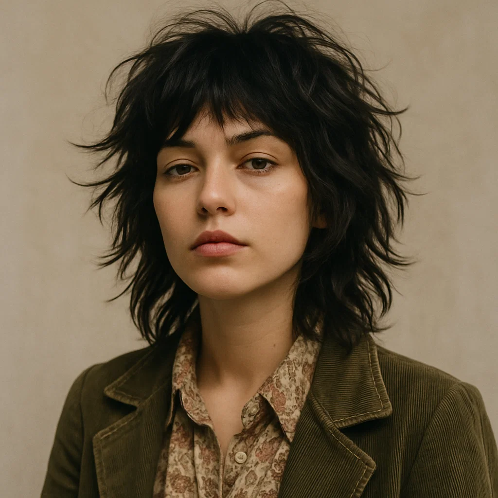 A bold choppy shag haircut for women