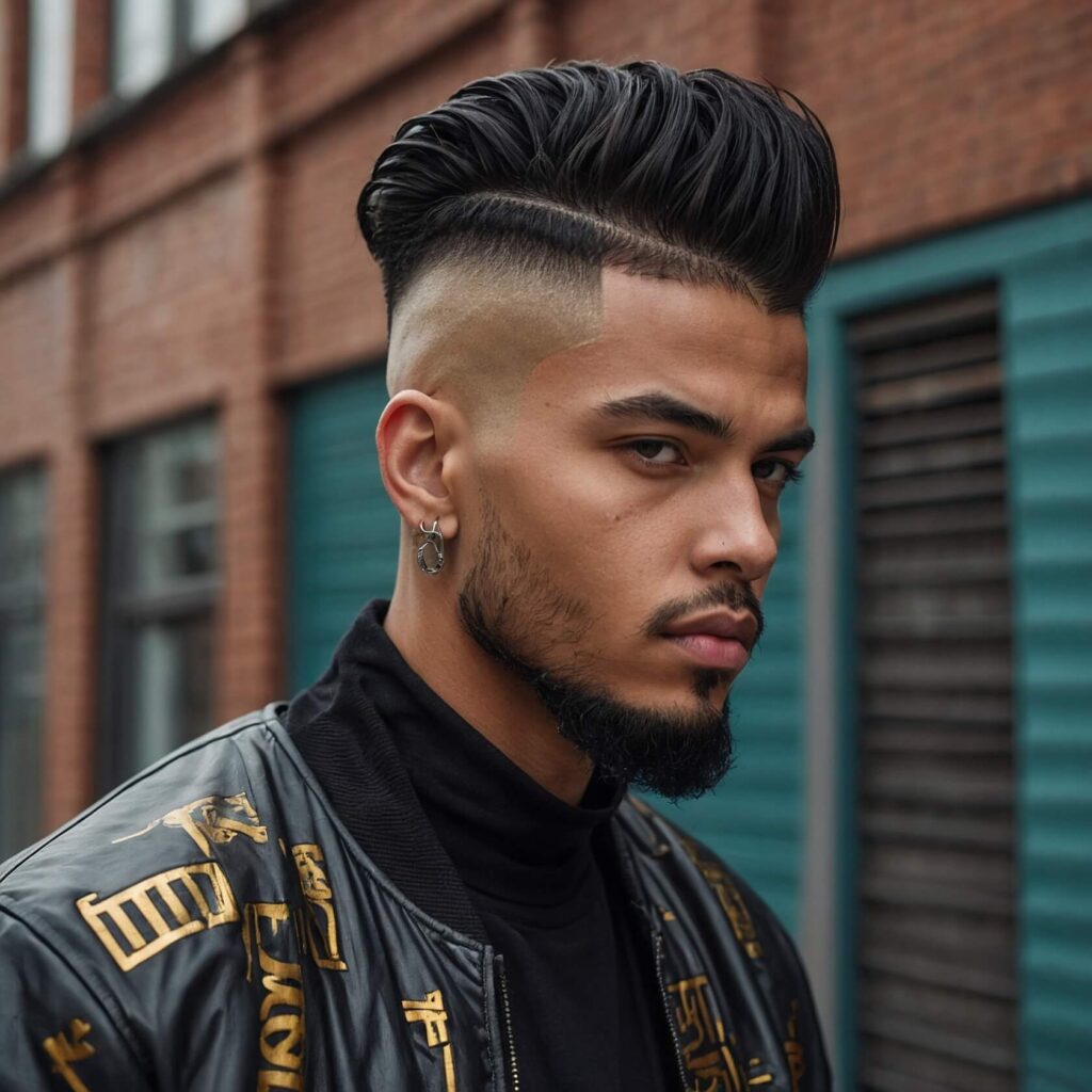 an image of a man with a high top fade hairst