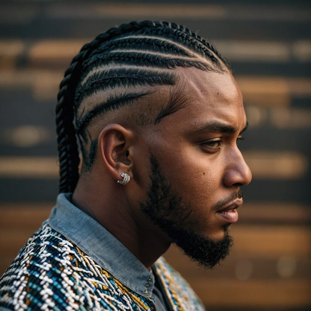 an image of a man with tight neatly done corn