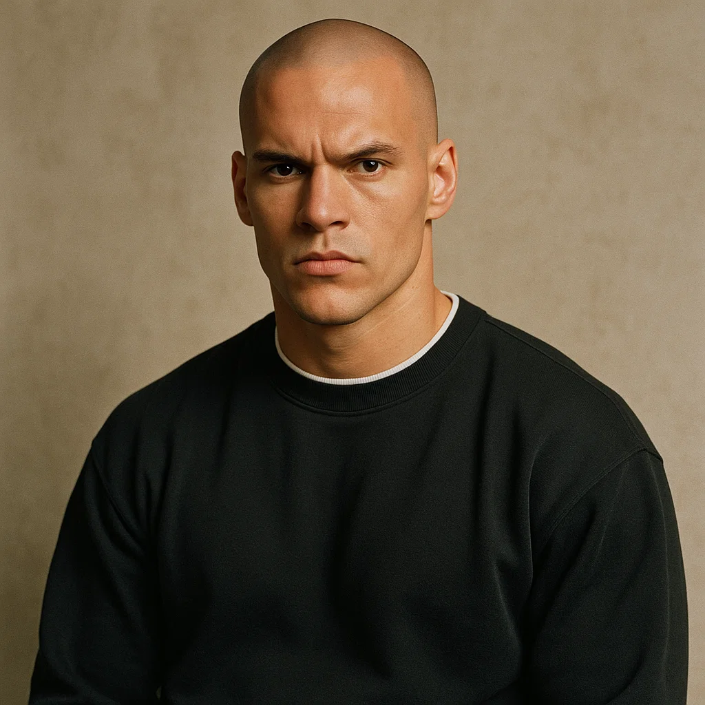 an image of a man with a clean-shaven head