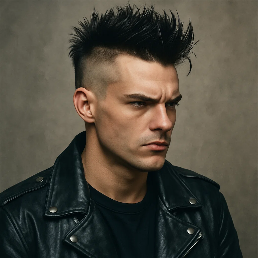 an image of a man with an undercut hairstyle, where the sides are shaved short