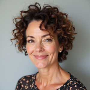 Cropped curly hairstyle for mature women with naturally curly hair