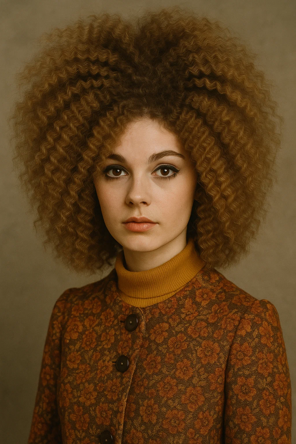 A bold 1960s crimped hair hairstyle with zig-zag textured waves, adding volume and a retro flair.
