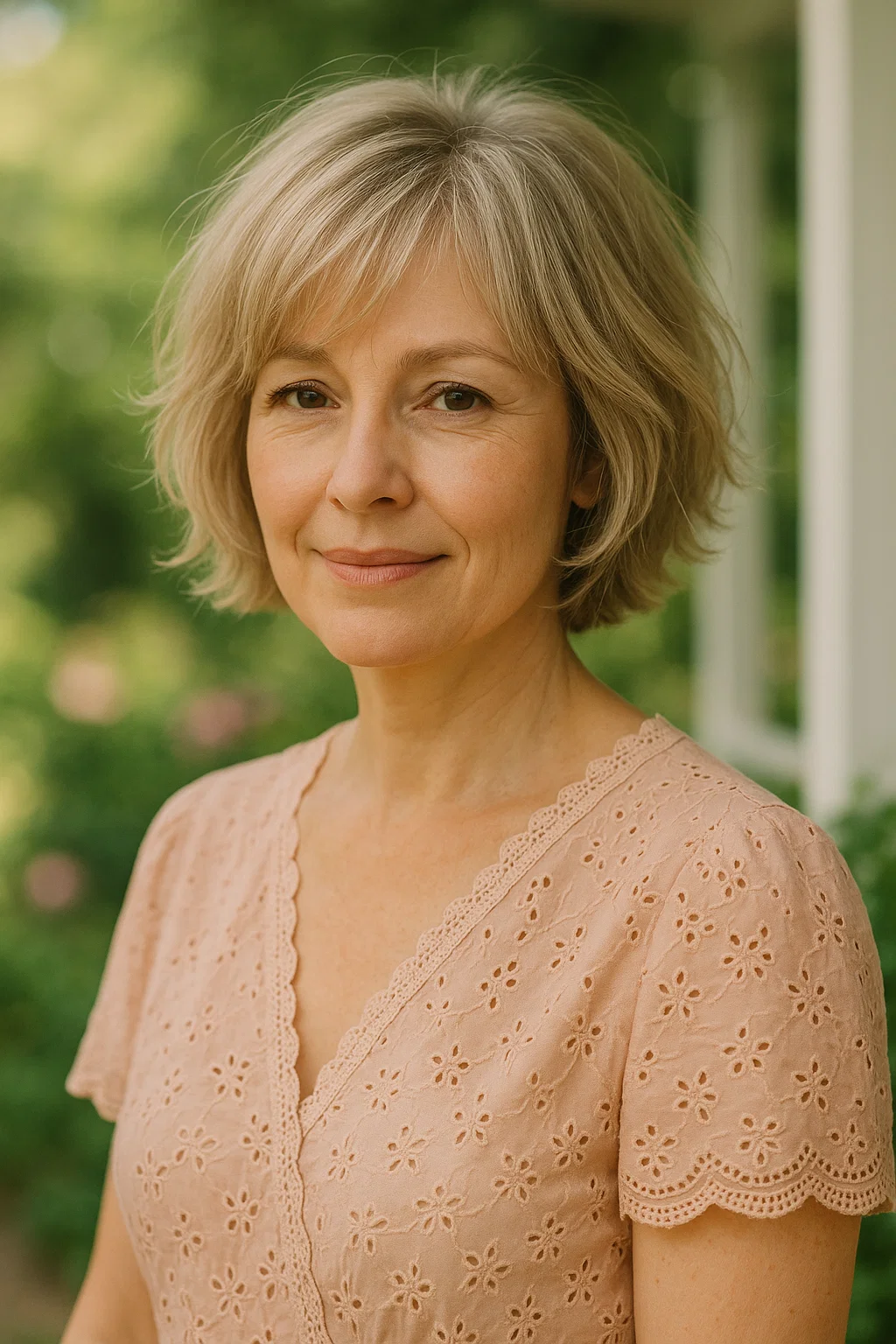Delicate wispy bob with layers on a woman aged 40+
