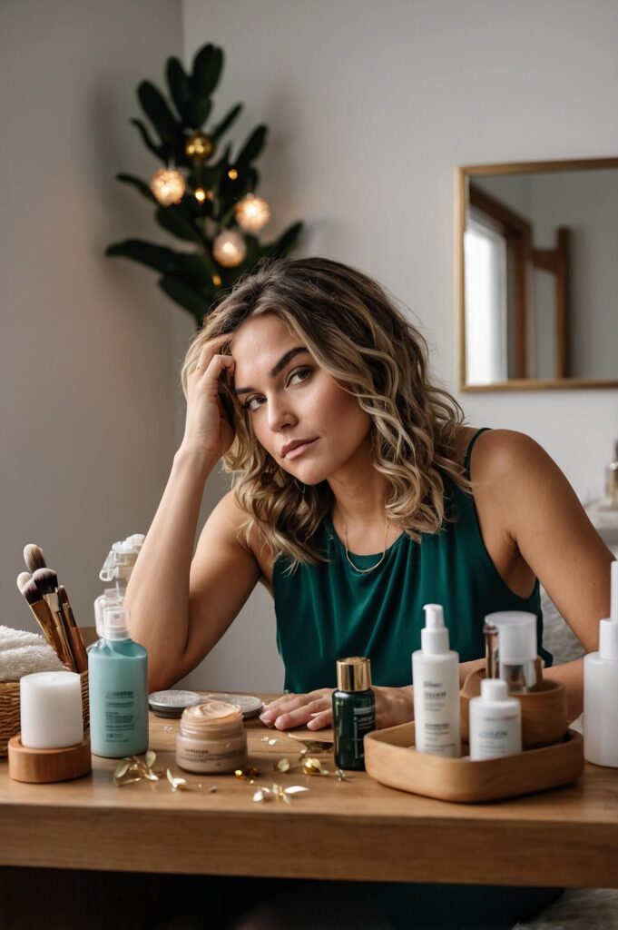 A_woman_sitting_at_her_vanity_table_using