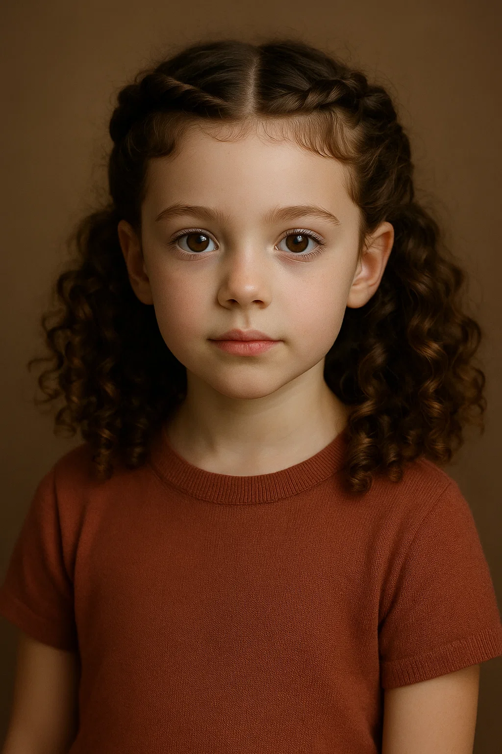 an image of a young girl with curly hair styled into twisted headbands, with sections of her hair twisted and secured at the back