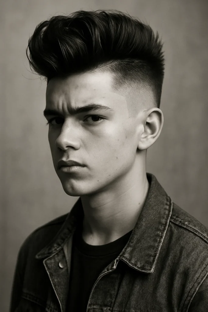 A bold teen sporting a disconnected pompadour