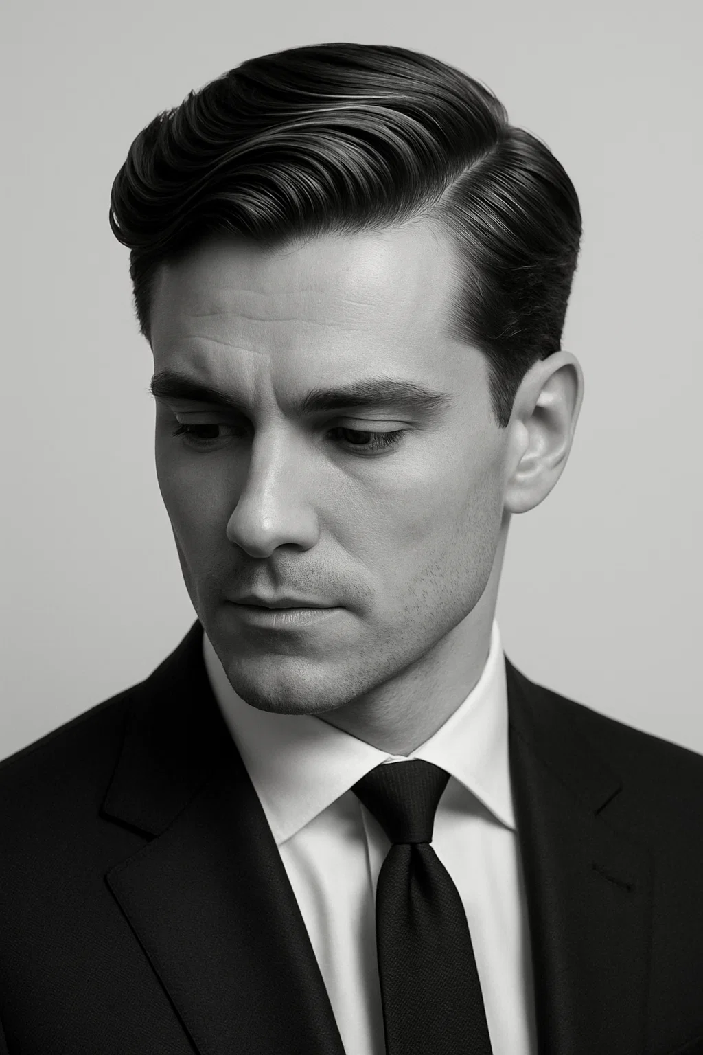 A man with side-swept wavy hair