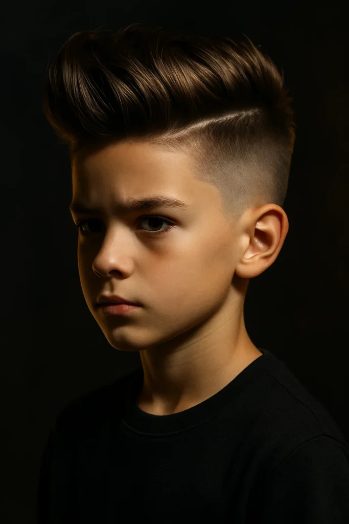 A stylish boy with a pompadour and undercut