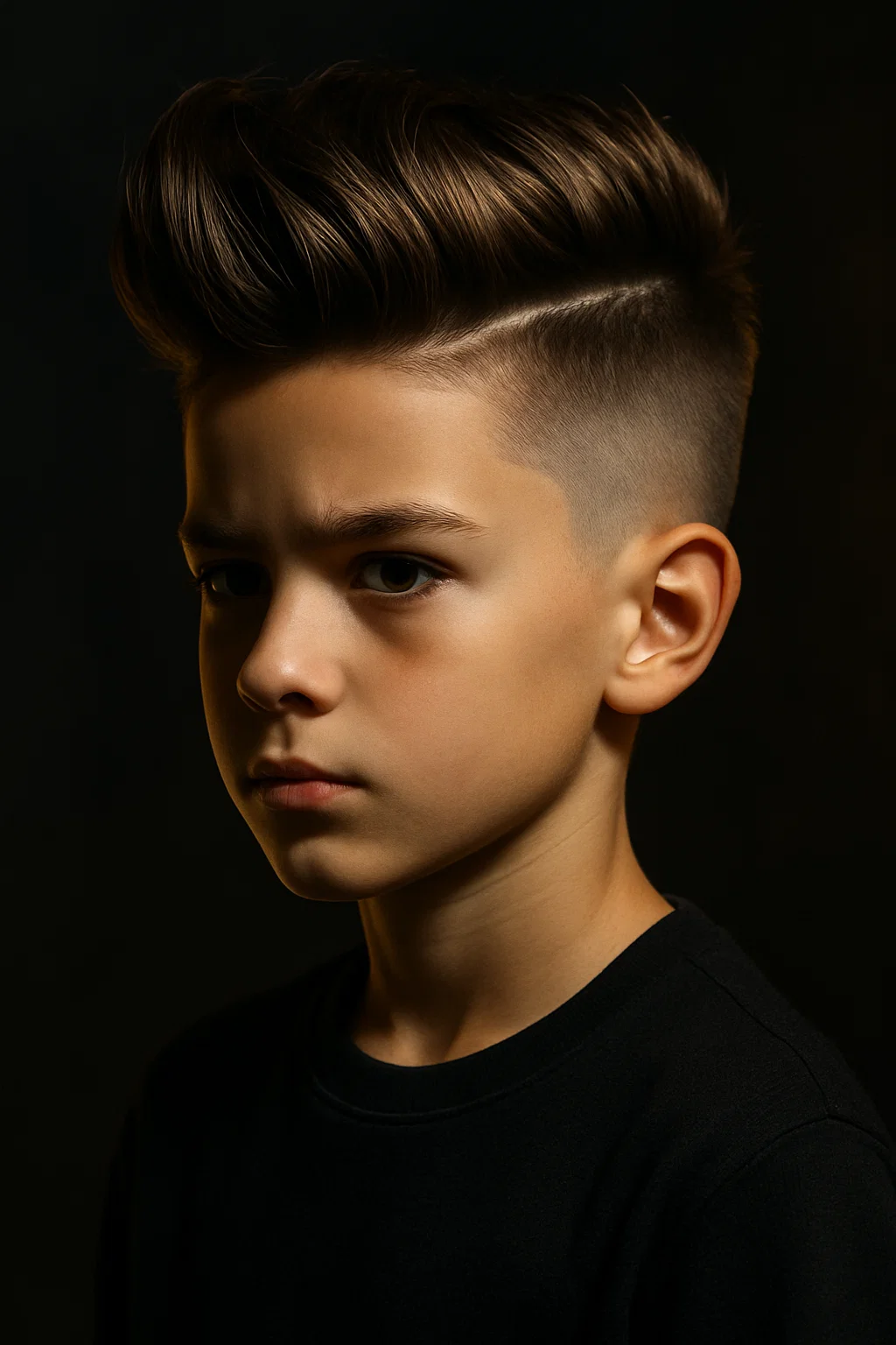 A stylish boy with a pompadour and undercut