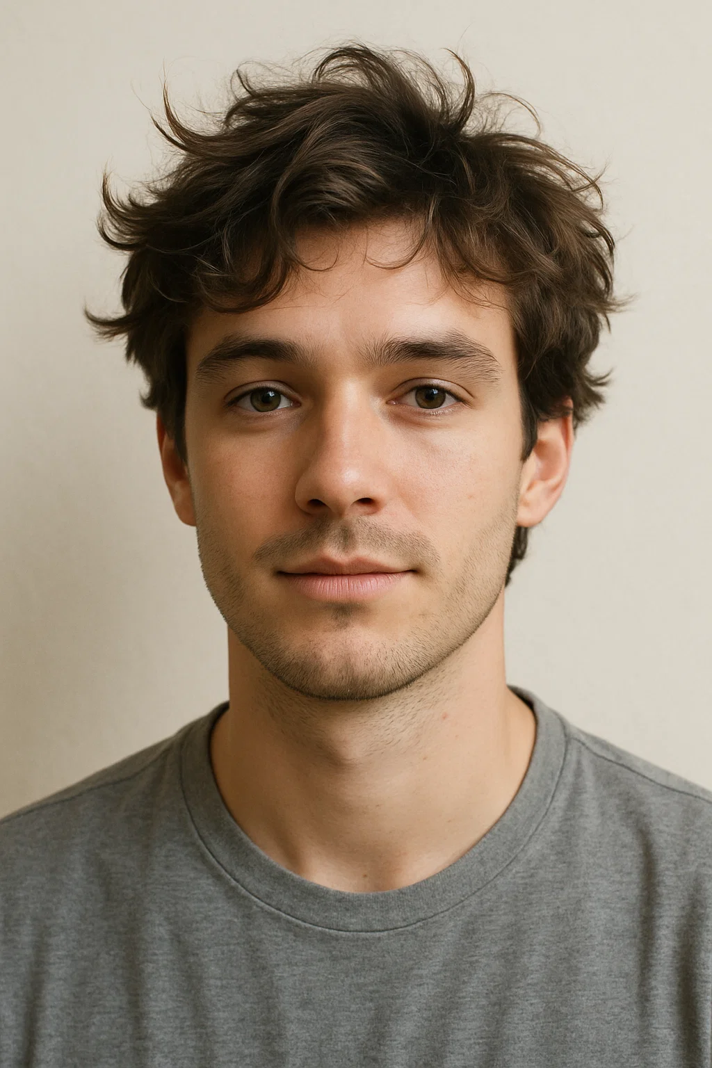 A young man with a relaxed, effortless wavy hairstyle