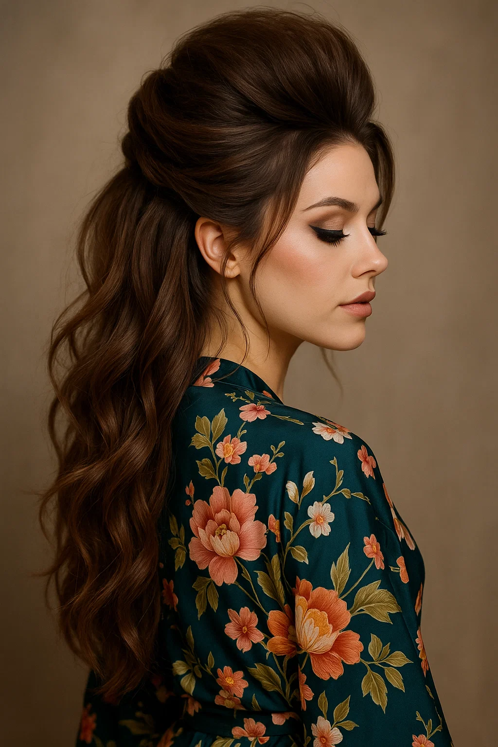 Crown-lifted twisted half-updo