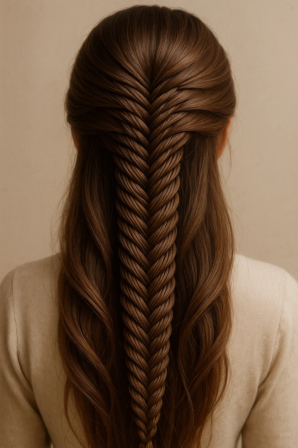 Intricate fishtail braid with thin