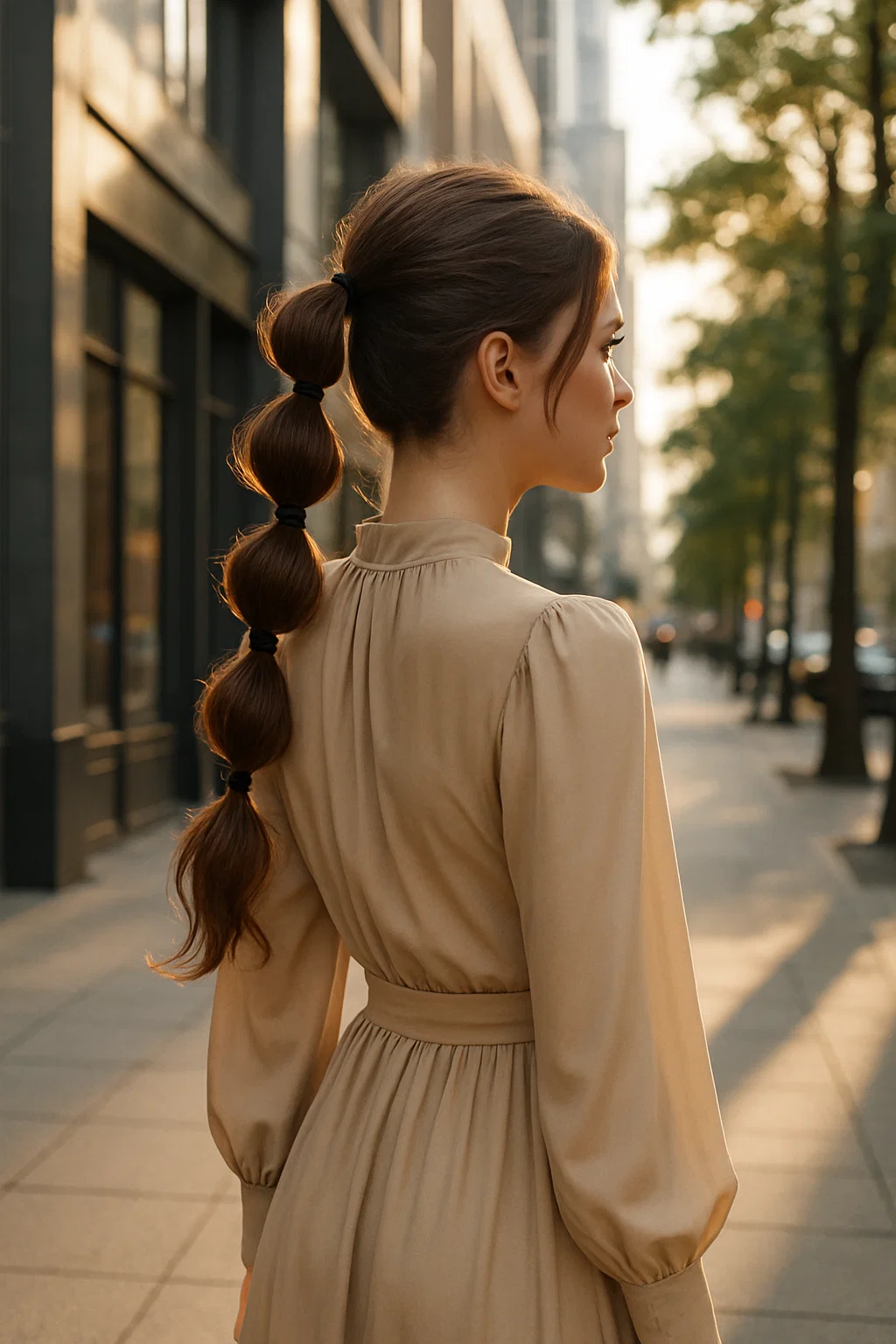 Ponytail secured with multiple elastics