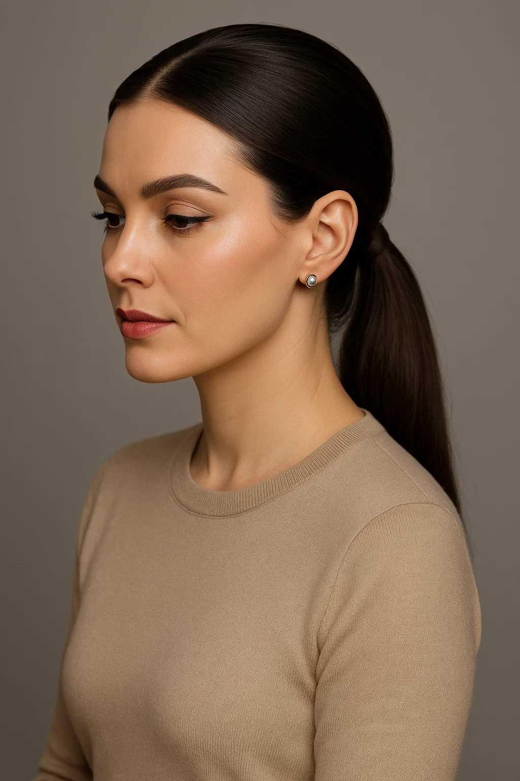 Sleek low ponytail hairstyle