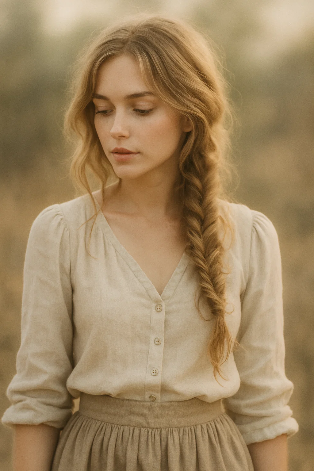 Undone fishtail side braid