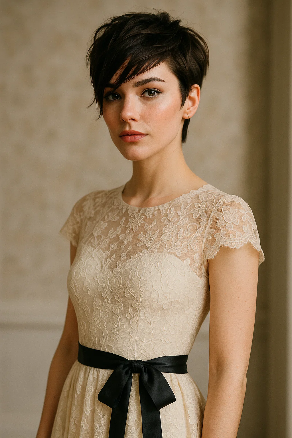 a daring, bold pixie cut with side-swept bangs or tousled texture for an edgy spring look.