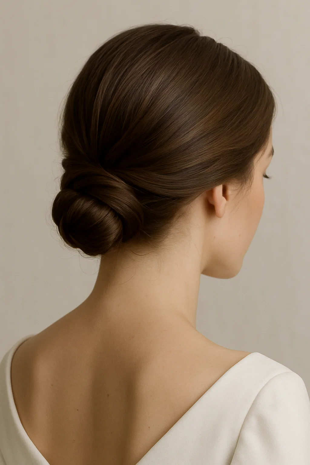 a simple and graceful twisted low bun.