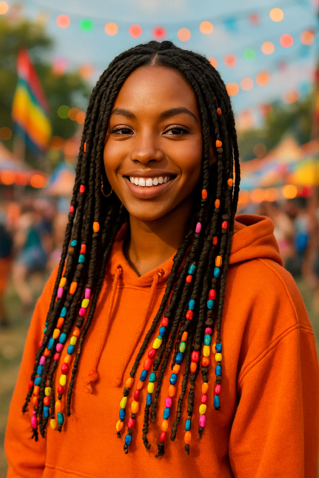 a woman with long box braids