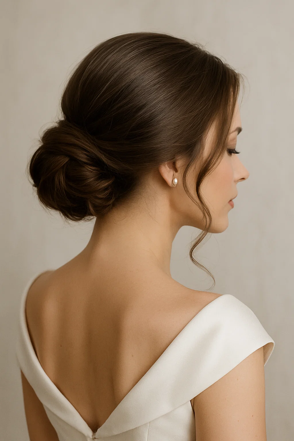 an elegant and timeless classic low bun hairstyle.