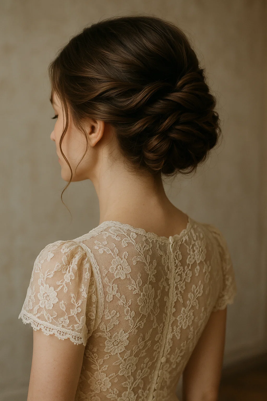 an elegant twist and pin hairstyle.