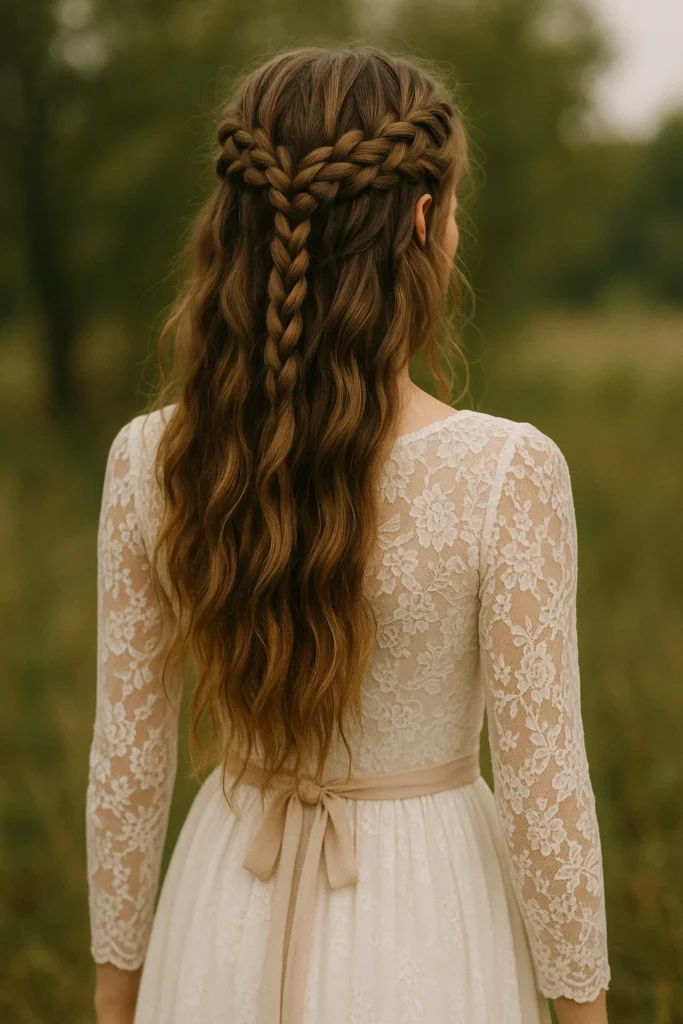 an image of a boho half-up braided crown.