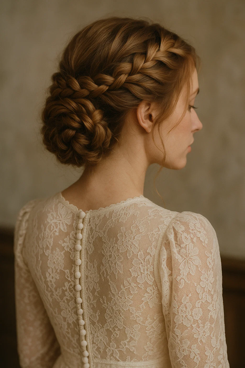 an image of a braided updo that combines the beauty of braids