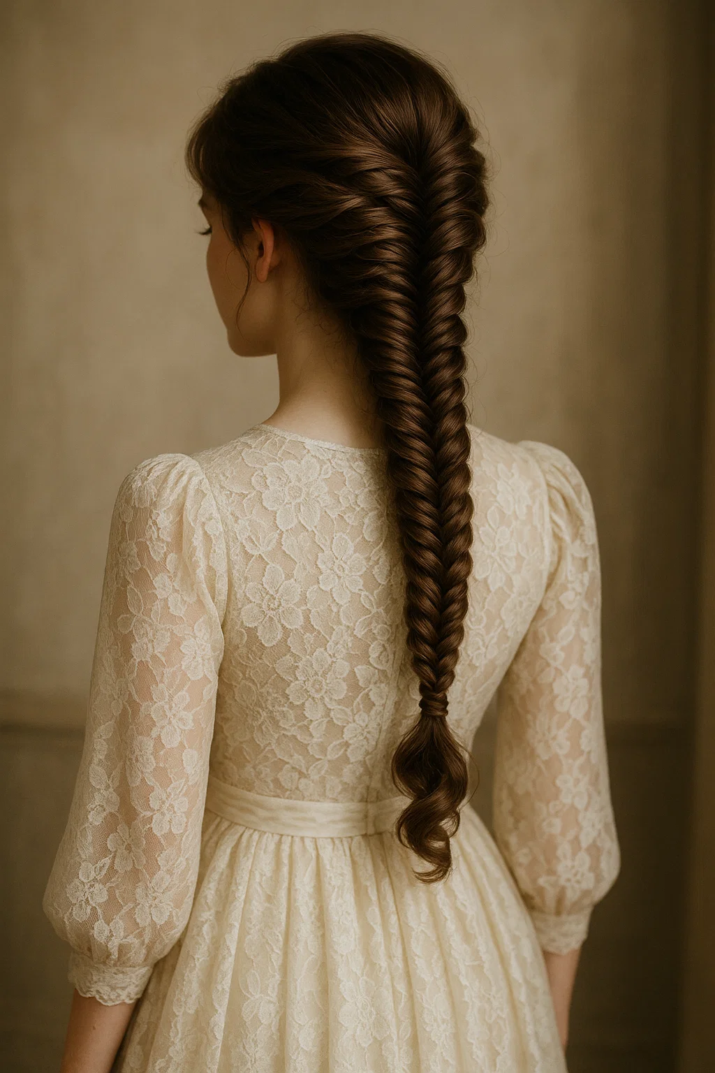 an image of a fishtail braid for a more intricate and stylish reception look.