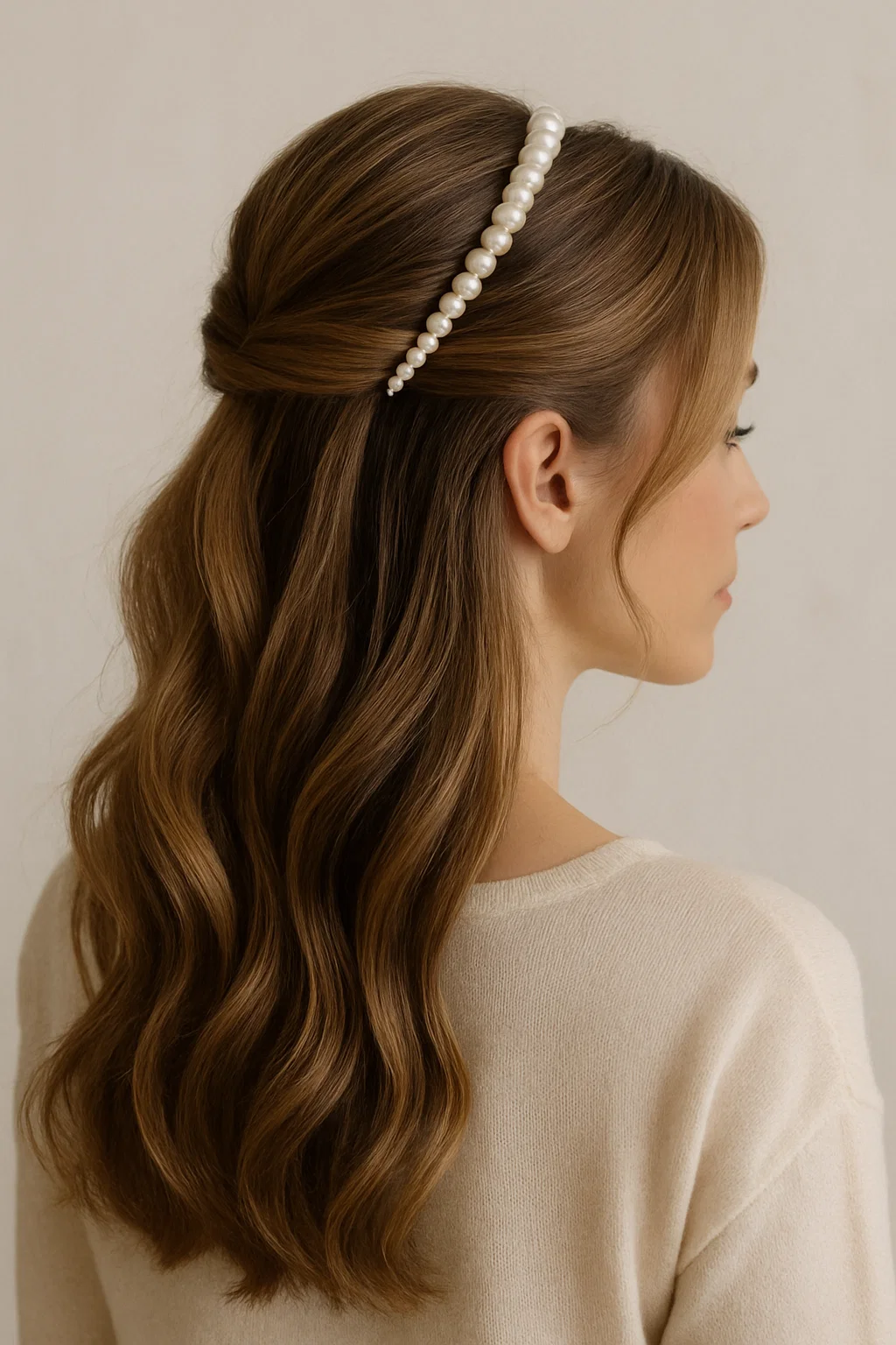 an image of a half-up hairstyle with a headband.