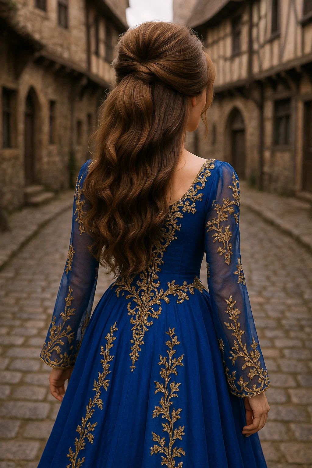 an image of a half-up hairstyle with added volume at the crown.