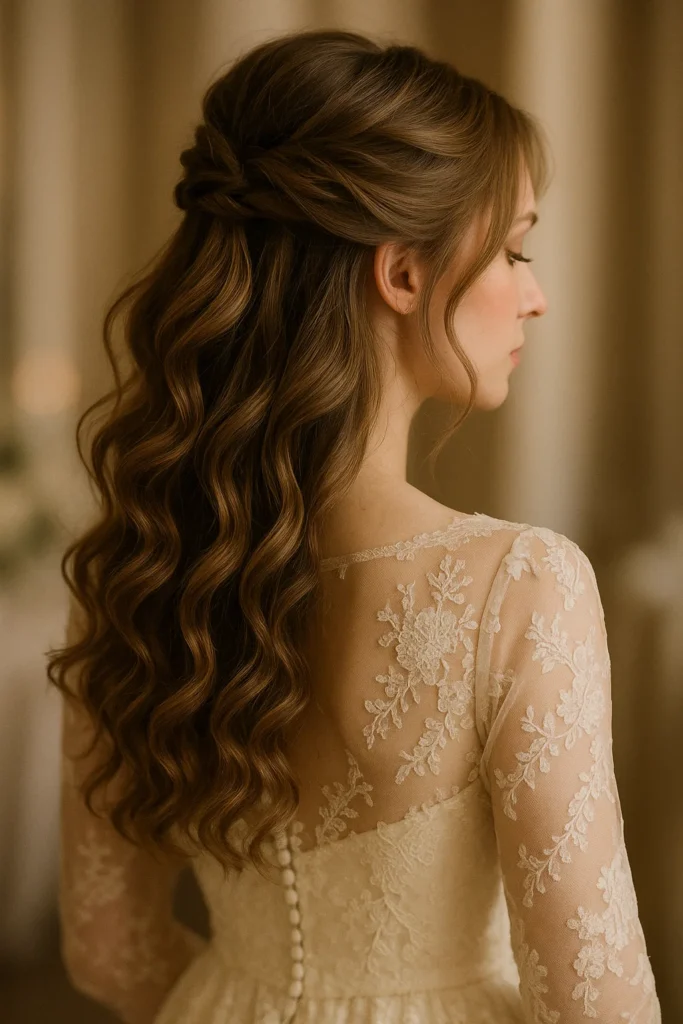 an image of a half-up hairstyle with soft