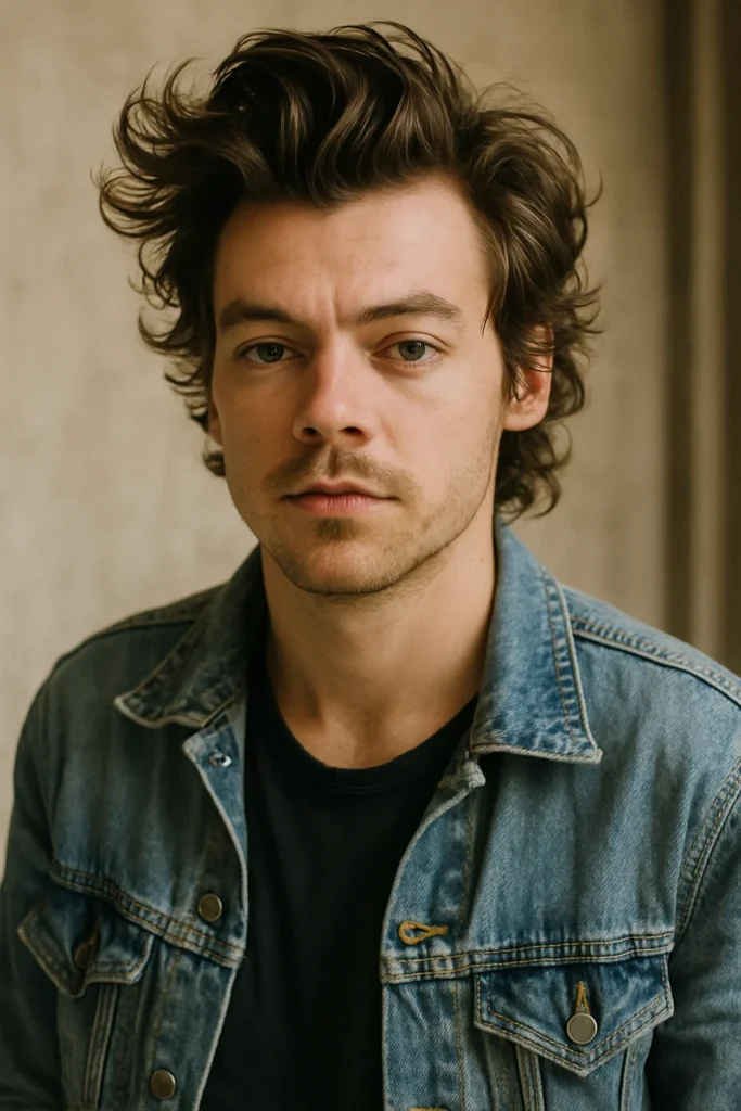 Man with medium-length wavy hair styled into relaxed textured quiff with natural movement