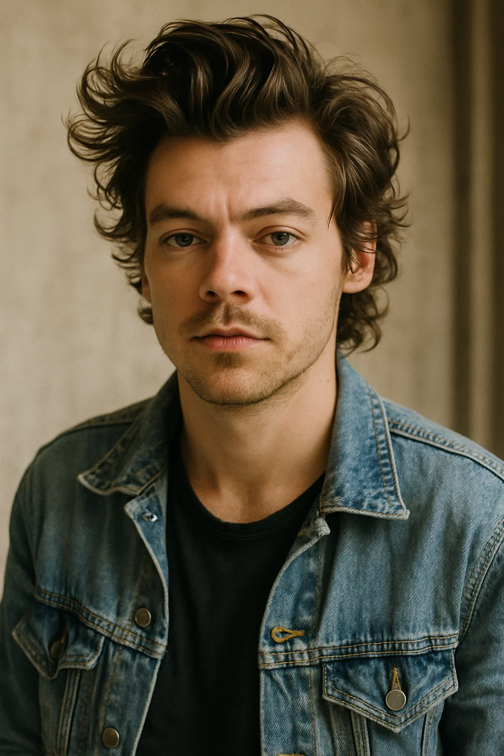 an image of a man with medium-length wavy hair styled into a relaxed