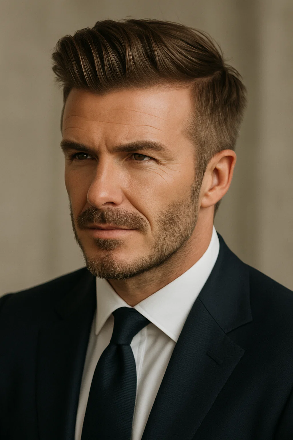 an image of a man with short hair styled into a sleek and defined side-swept