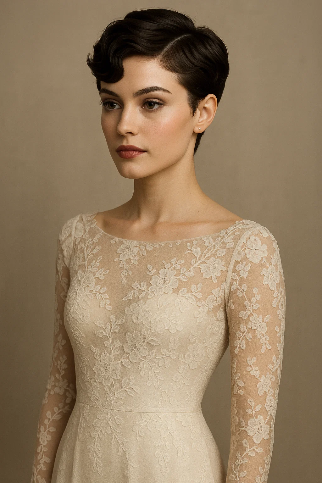 an image of a pixie cut with soft waves for a bold yet elegant formal look