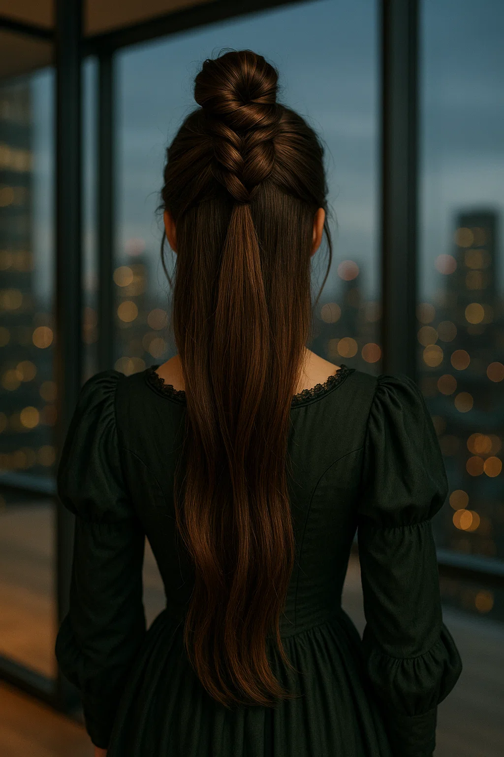 an image of a twisted top knot hairstyle