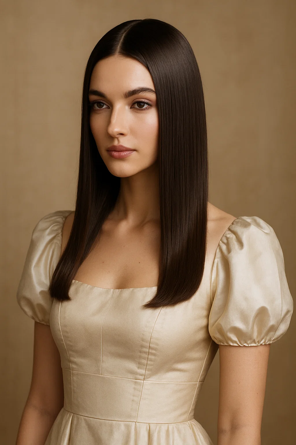 an image of sleek, straight hair for a chic and modern reception hairstyle.