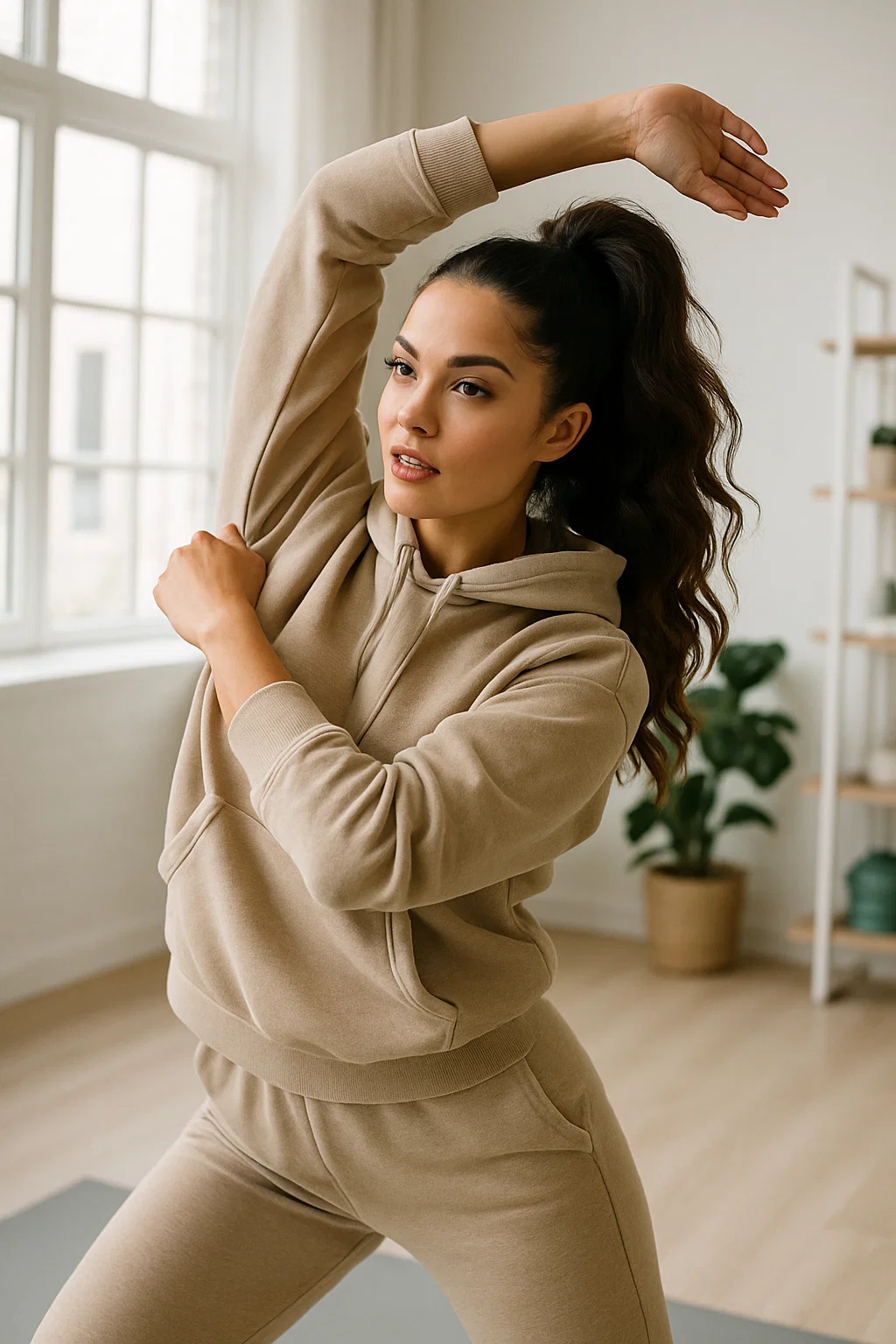 woman with a voluminous high ponytail