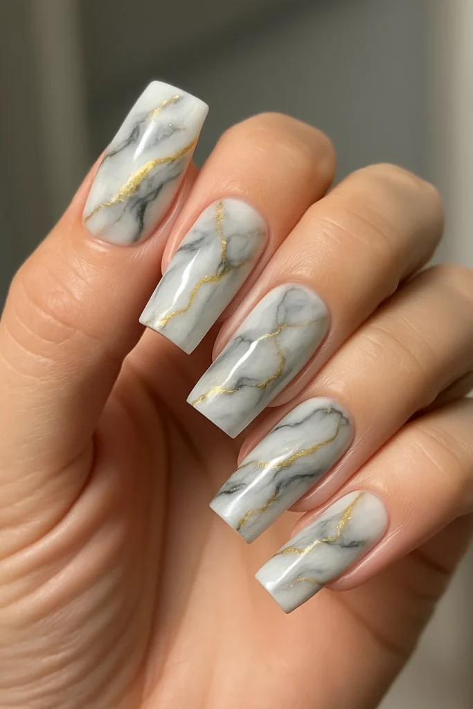 Simple and classy square beach nails for Summer 2025 trends.