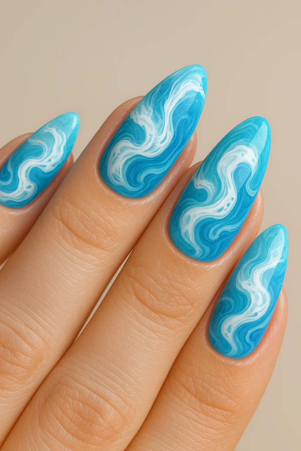 Sea-inspired nails with coastal vibes and oceanic designs perfect for a fresh, summery look.