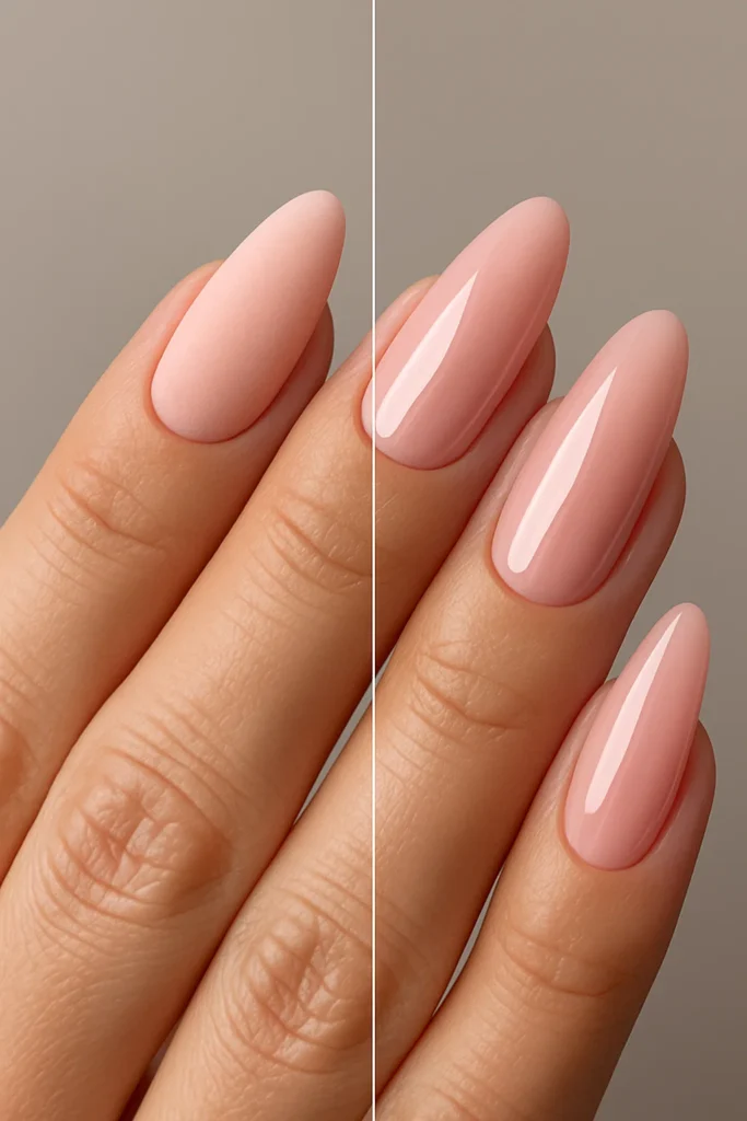 Split nail design showing contrasting patterns on same manicure