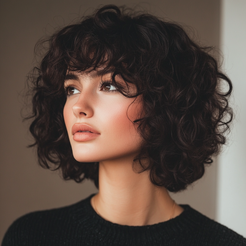Mid-length wavy lob with soft balayage highlights.
