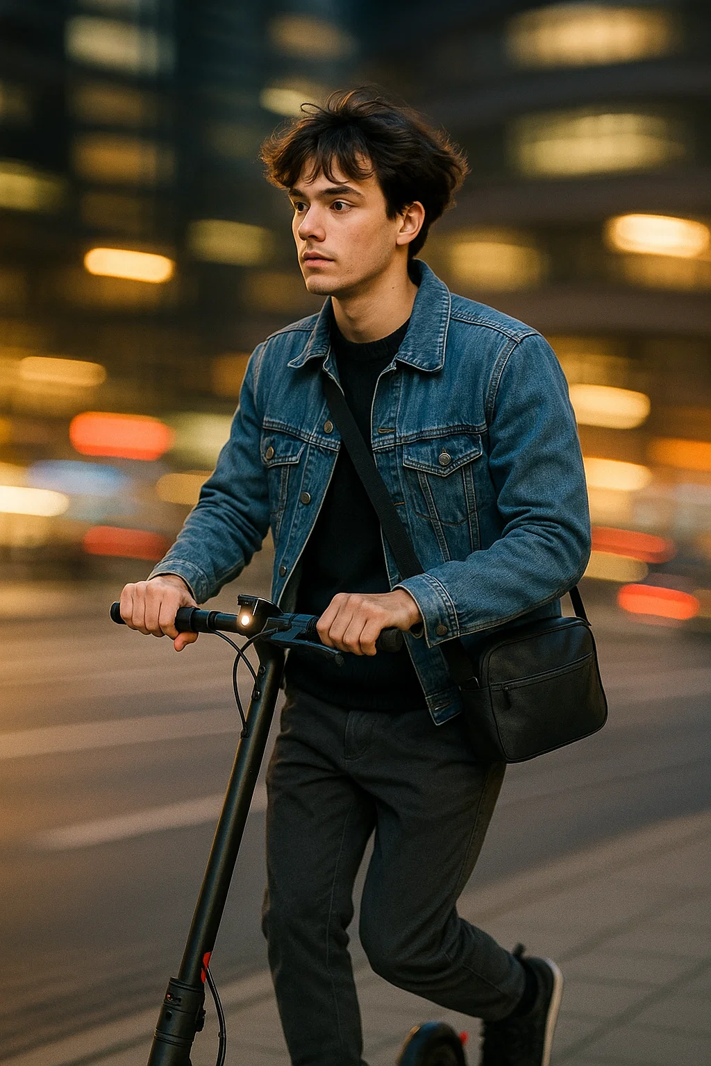 modern male style inspiration with wavy hair and black sweater