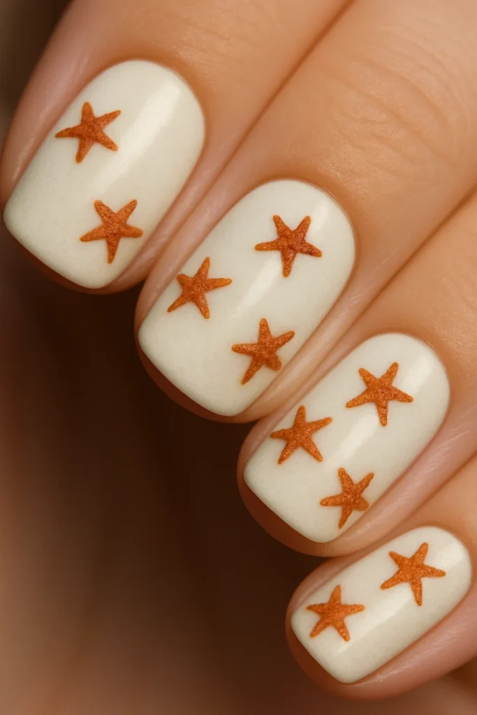 Sandy chic beach nails with trendy designs perfect for summer beach days.