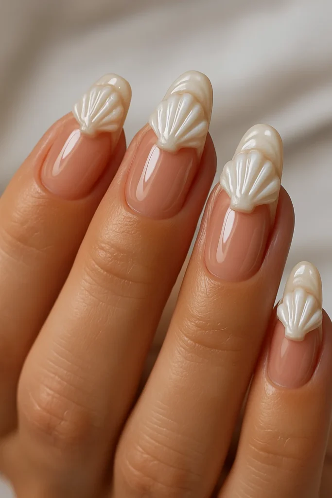 Sandy chic beach nails with trendy designs perfect for summer beach days.