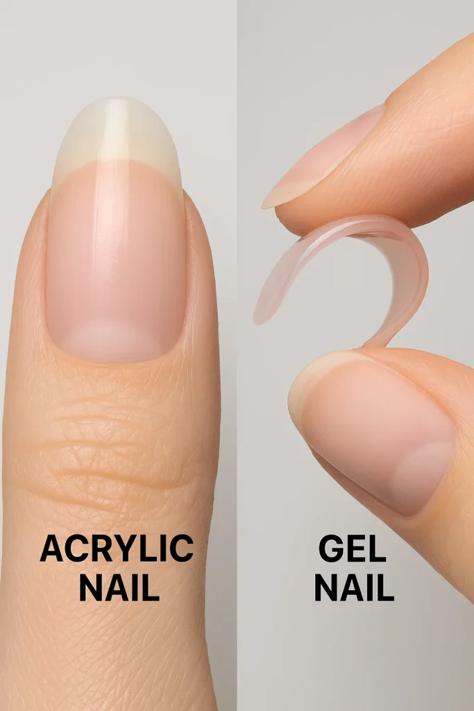 Gel vs. Acrylic Nails comparison showing key differences