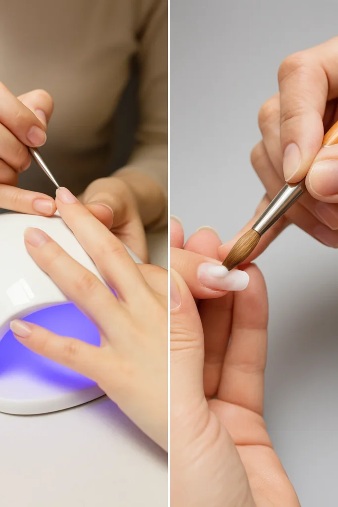 Gel vs. Acrylic Nails comparison showing key differences
