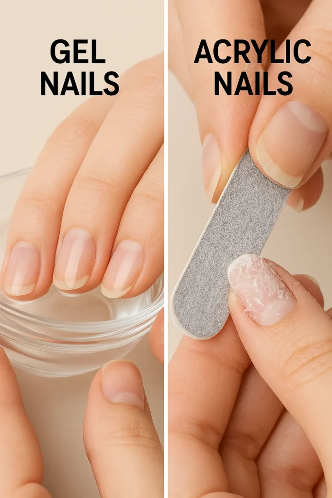 Gel vs. Acrylic Nails comparison showing key differences