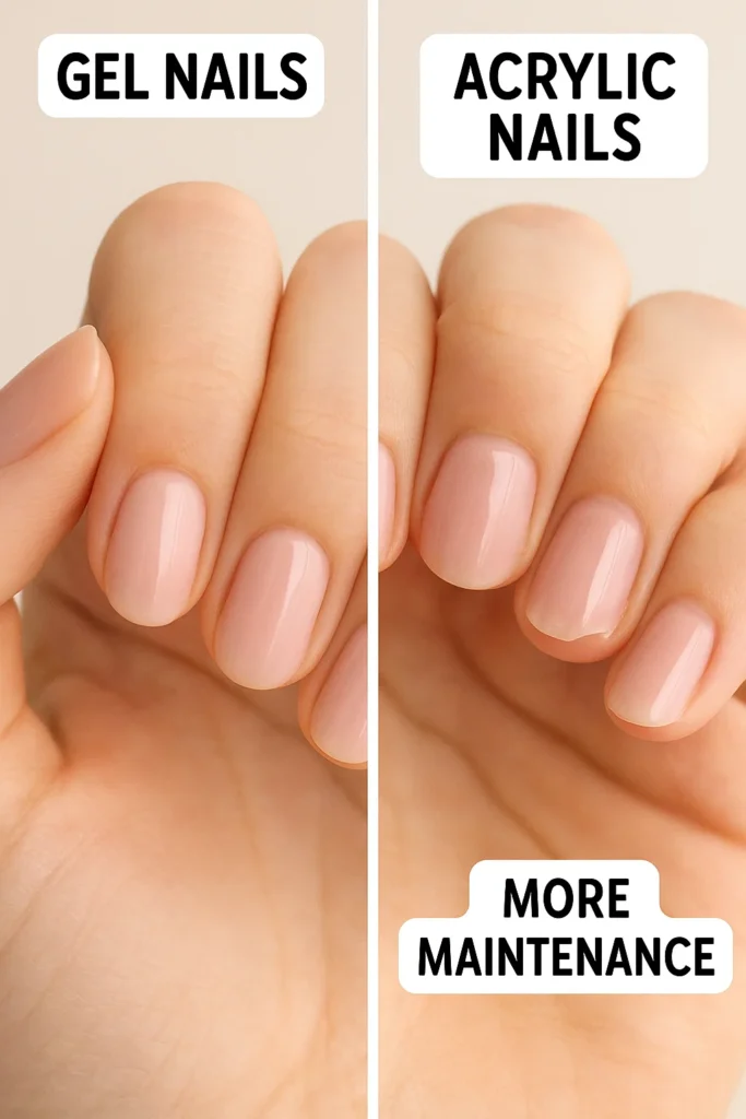 Gel vs. Acrylic Nails comparison showing key differences
