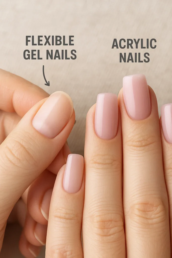 Gel vs. Acrylic Nails comparison showing key differences